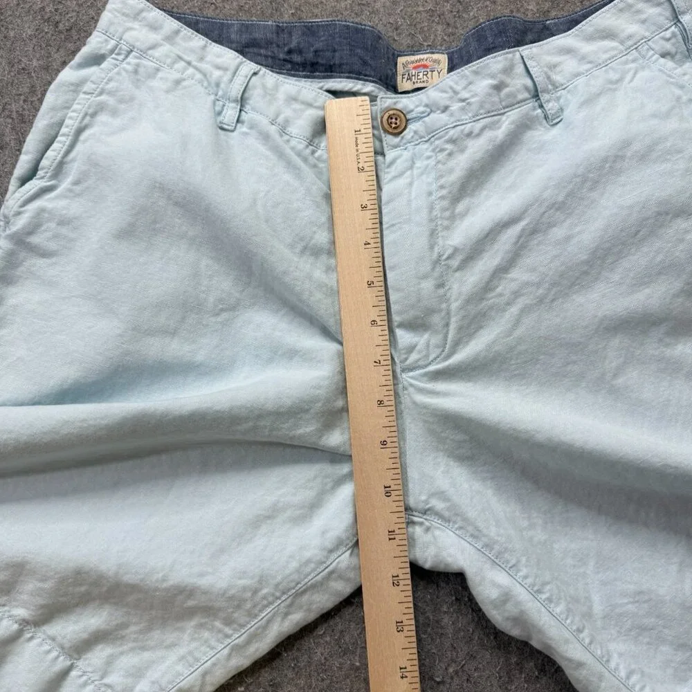 Faherty Tradewinds Linen Shorts Mens 36 Light Blue 10